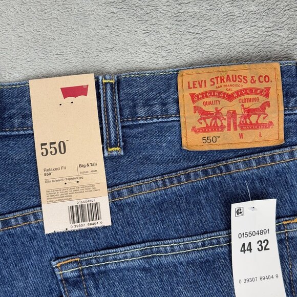 NWT LEVIS 550 Relaxed Fit Big & Tall Mens Tapered Leg Denim Jeans Grunge 44x32 - Picture 5 of 9